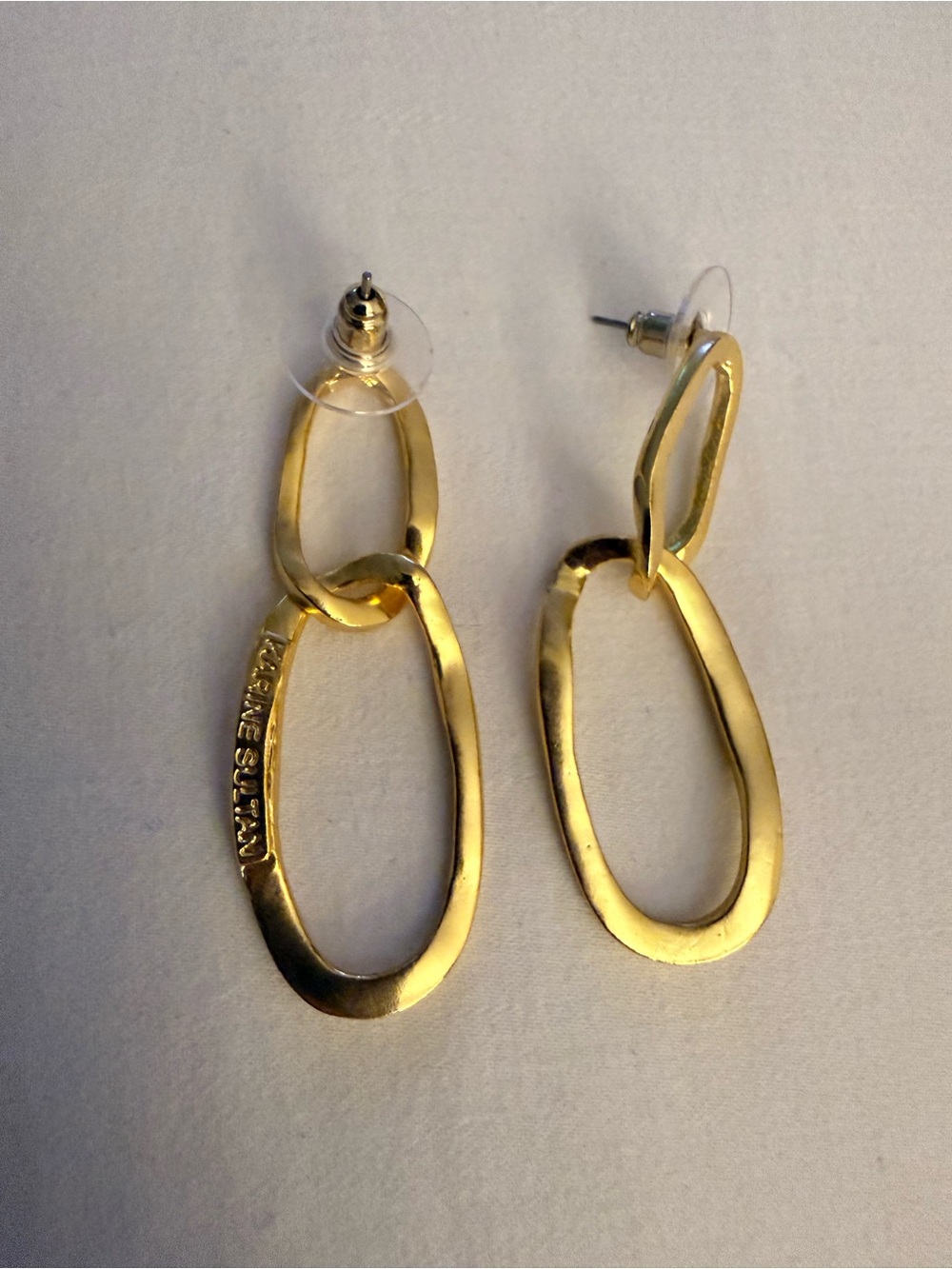 Gold Double Oval Link Drop Earrings - Women Jewelry